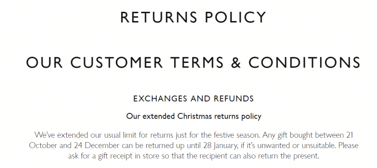 Offer Holiday Returns Using Subject Lines for Christmas Emails