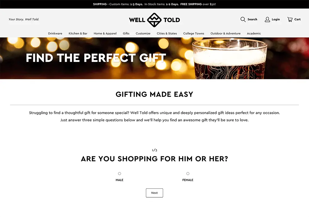 Place Gift Guides on Your Holiday Homepage Design